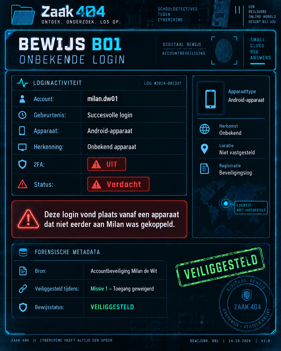 Bewijs B01 – Onbekende login