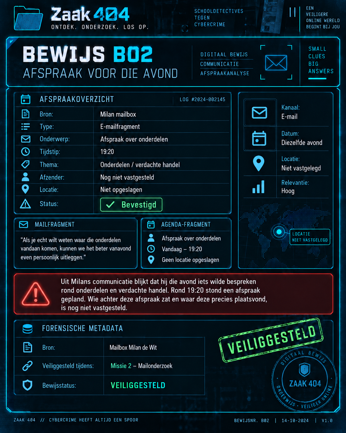 Bewijs B02 – Afspraak voor die avond